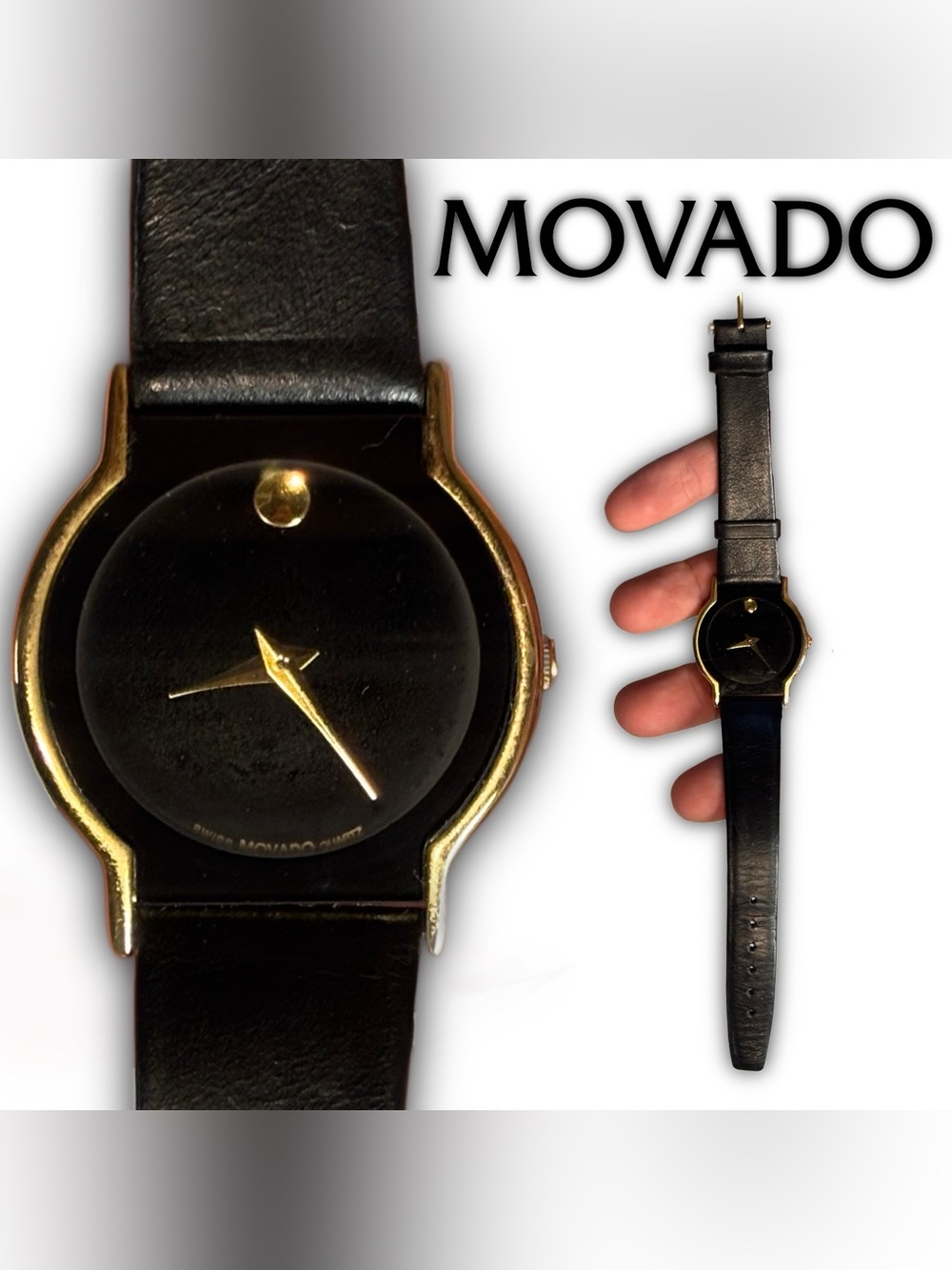 Movado Museum Black Gold Watch